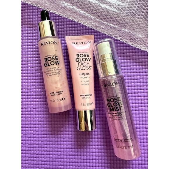 New Makeup Lot Revlon Photoready: Rose Glow Primer, Face Gloss & Mist Skincare - Picture 1 of 3